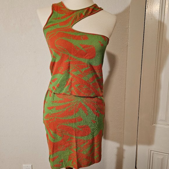 Paloma Wool Tops - Paloma Wool One Shouldered Cutout Patterned Tank and Skirt Set